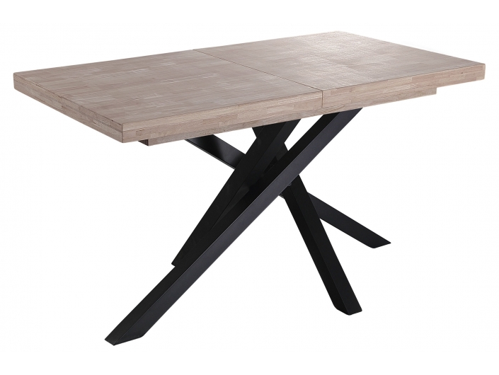 Mesa comedor extensible color roble honey y negro 140 - 180 - 220 x 90 cm  merkamueble