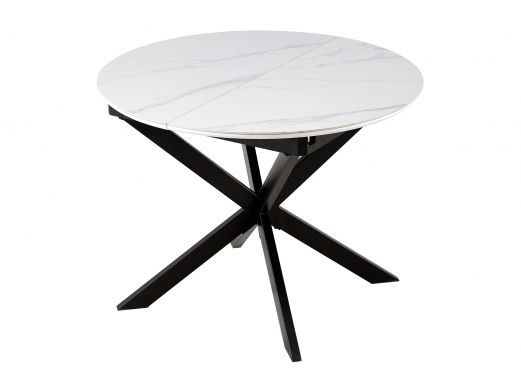 Mesa comedor redonda extensible de 100 cm color ceramic blanco-negro  merkamueble