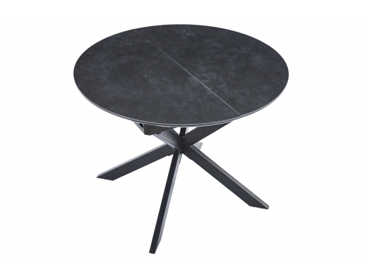 Mesa comedor redonda extensible de 100 cm color ceramic negro-negro  merkamueble