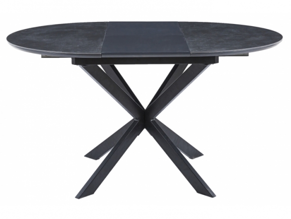 Mesa comedor redonda extensible de 100 cm color ceramic negro-negro  merkamueble