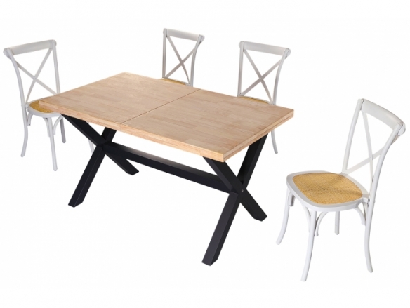 Mesa comedor extensible 140x 90 cm color roble nordish-negro  merkamueble