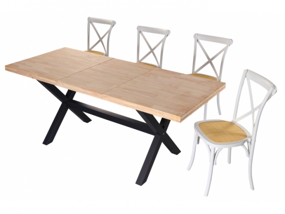 Mesa comedor extensible 140x 90 cm color roble nordish-negro  merkamueble