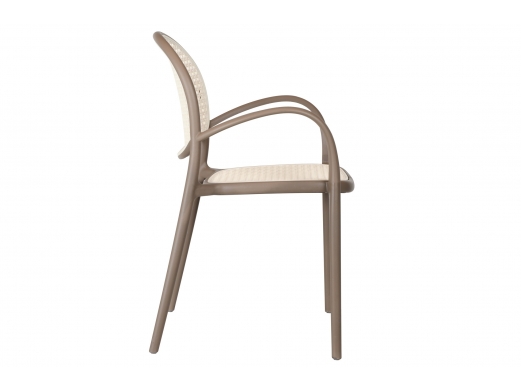 Pack 4 sillones polipropileno topo y rattan  merkamueble 2
