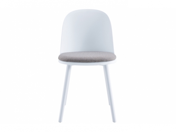 Pack 4 sillas polipropileno blanco con tapizado tejido gris  merkamueble
