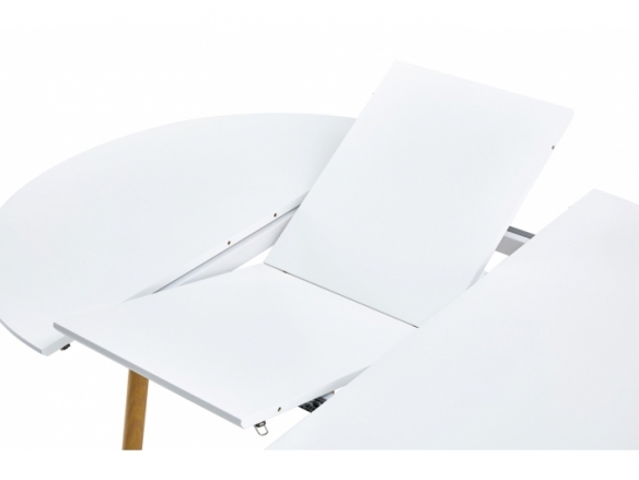Mesa comedor redonda extensible de 100 cm color blanco-roble  merkamueble