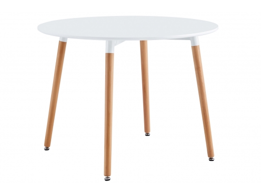 Mesa redonda fija nórdica de 100 cm color blanco-haya  merkamueble