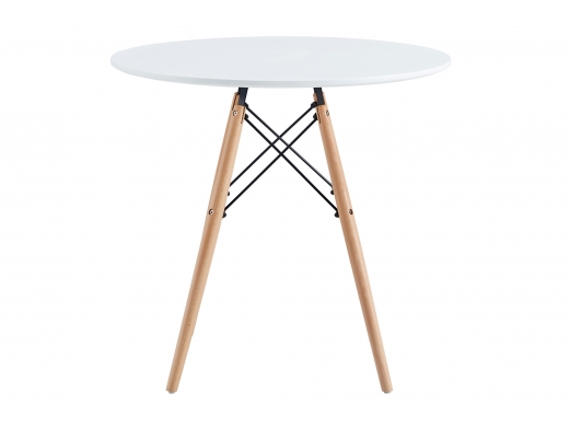 Mesa redonda fija de 80 cm color blanco-haya  merkamueble 2