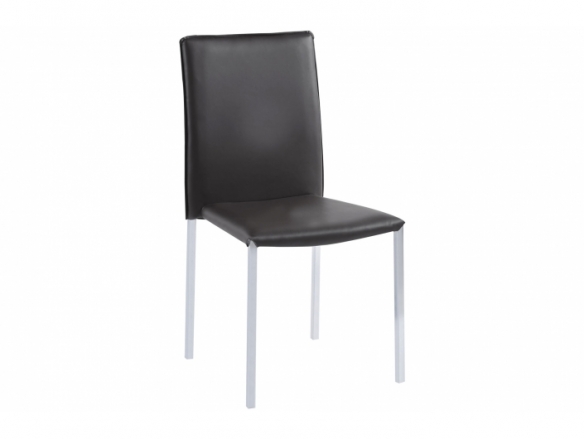 Pack 6 sillas símil piel color negro-cromo  merkamueble