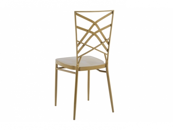 Pack 6 sillas metálicas art deco dorada + 2 cojines de asiento blancos  merkamueble