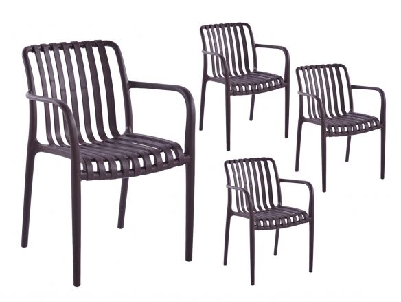 Pack 4 sillas polipropileno lineas color tabaco  merkamueble