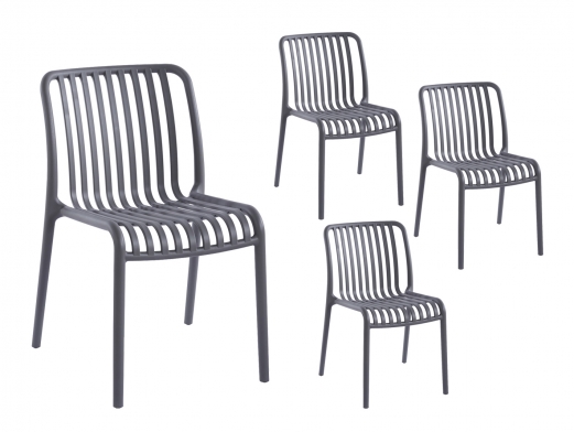 Pack 4 sillas polipropileno lineas color gris  merkamueble