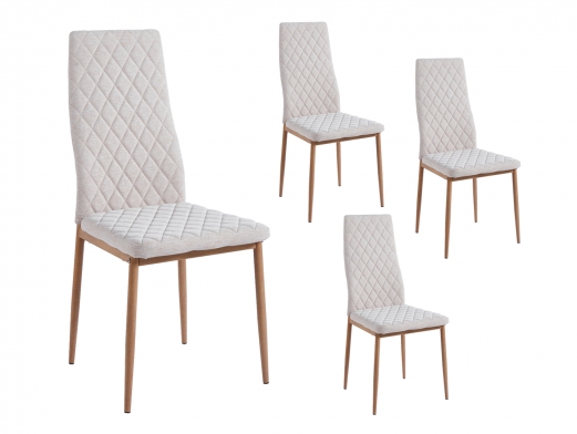 Pack 4 sillas comedor tapizadas color beige-roble  merkamueble
