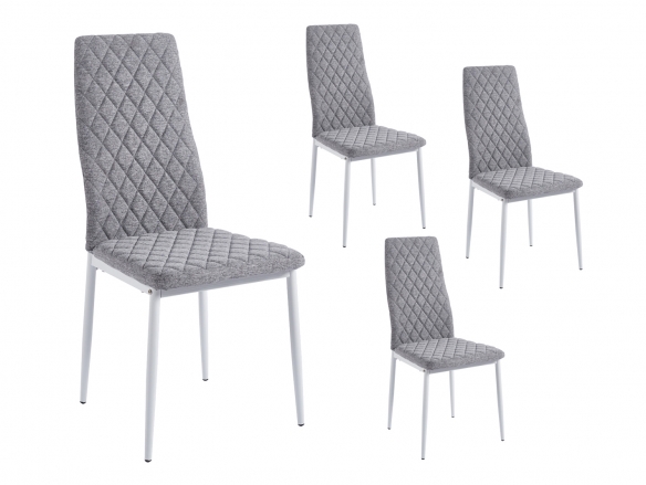 Pack 4 sillas comedor tapizadas color gris-blanco  merkamueble