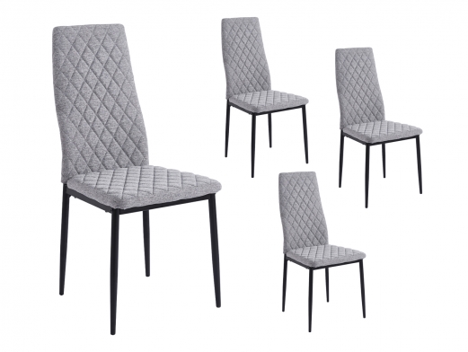 Pack 4 sillas comedor tapizadas color gris-negro  merkamueble