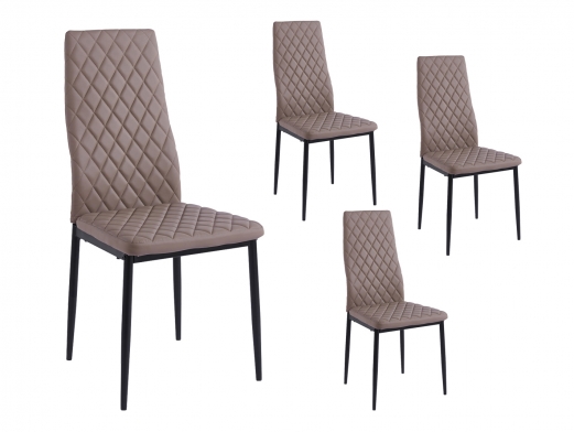 Pack 4 sillas comedor símil piel color topo-negro  merkamueble