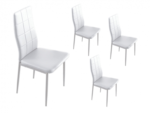 Pack 4 sillas comedor símil piel color blanco  merkamueble