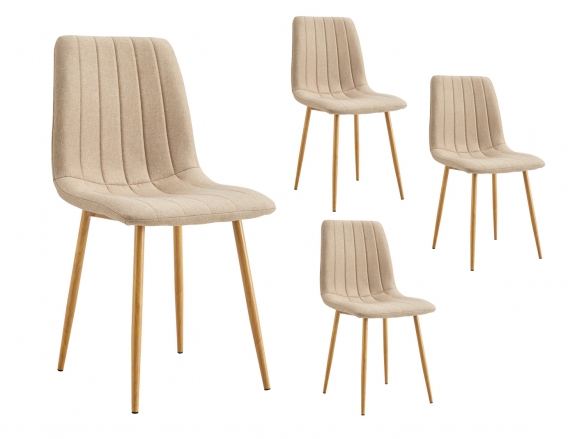 Pack 4 sillas comedor tejido color beige-roble  merkamueble