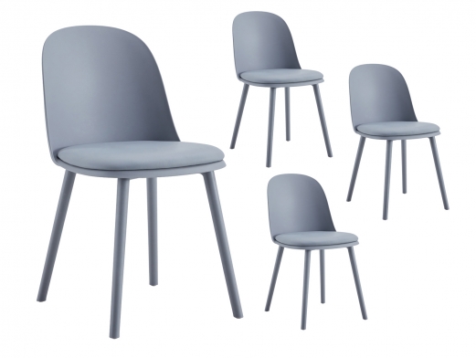 Pack 4 sillas polipropileno gris con tapizado simil piel gris  merkamueble