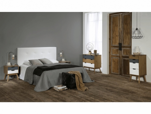 Mesita 2 cajones color cera-gris y blanco  merkamueble 2