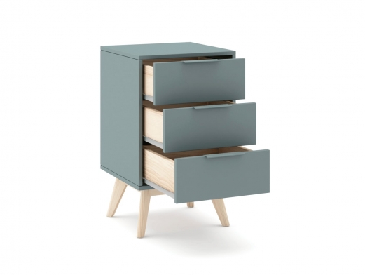 Mesita 3 cajones color verde kaki-cera blanca  merkamueble 2