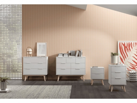 Mesita 2 cajones color blanco y cera blanca  merkamueble 2