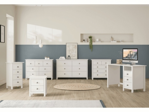 Cómoda 5 cajones color blanco  merkamueble