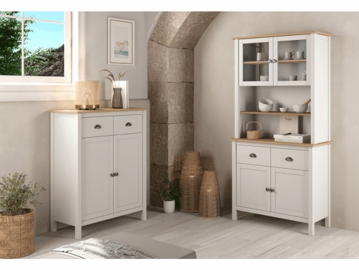 Buffet 4 puertas y 2 cajones blanco y roble  merkamueble 2