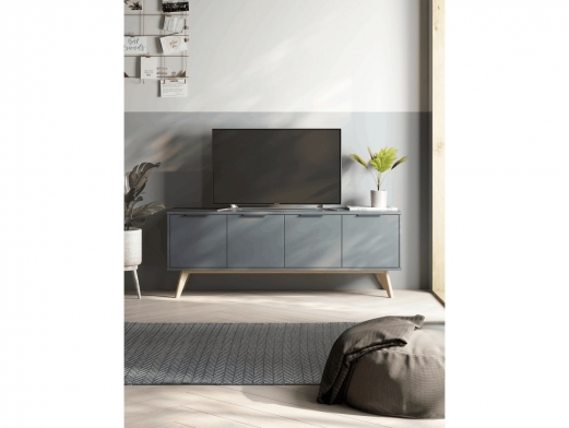Mueble Tv con 4 puertas color verde kaki-cera blanca  merkamueble 2