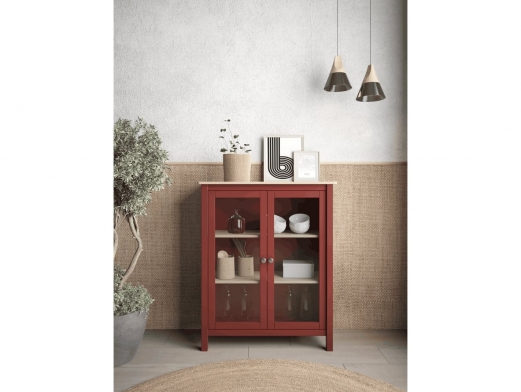 Vitrina con 2 puertas color burdeos-roble  merkamueble 2