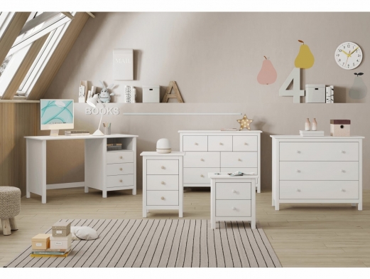 Escritorio con cajones y hueco color blanco  merkamueble 2