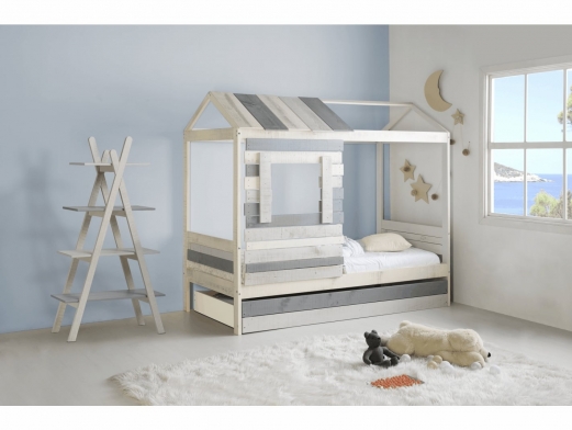 Cama cabaña color blanco-gris claro-gris oscuro  merkamueble 2