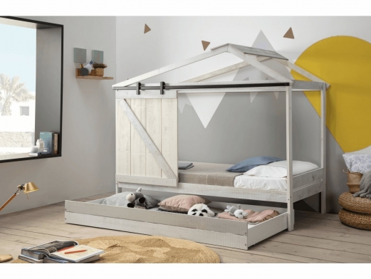 Cajón para cama cabaña color blanco rústico-gris  merkamueble 2