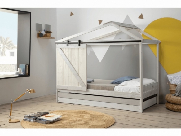Cajón para cama cabaña color blanco rústico-gris  merkamueble