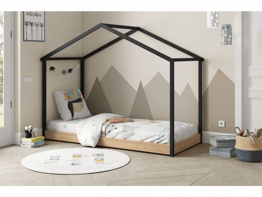 Cama cabaña color antracita-roble  merkamueble 2