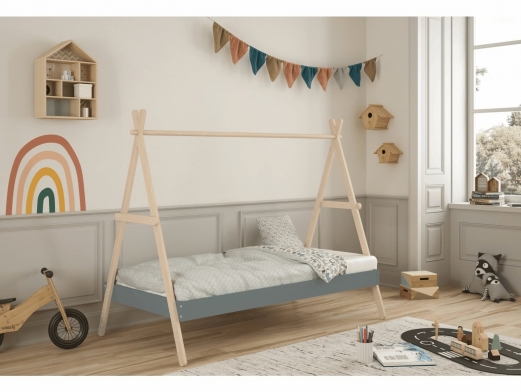 Cama cabaña color cera blanca-verde kaki  merkamueble 2
