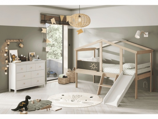 Cama con tobogán color cera blanca-blanco  merkamueble 2