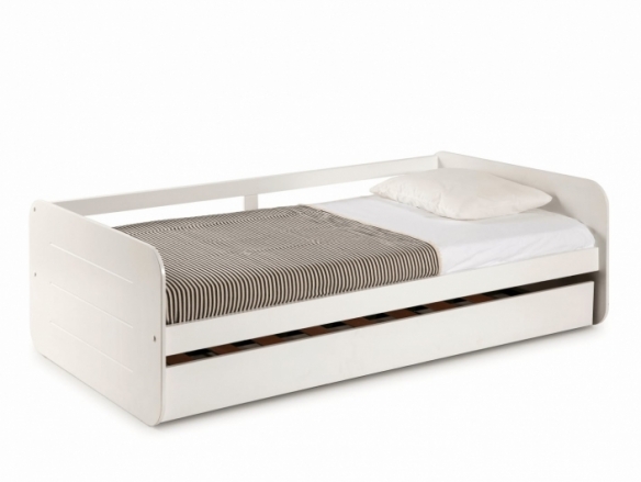 Cama nido con perfiles redondeados color blanco  merkamueble