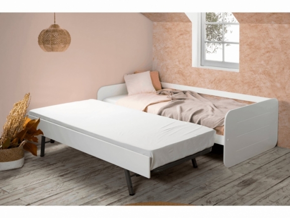 Cama nido con perfiles redondeados color blanco  merkamueble