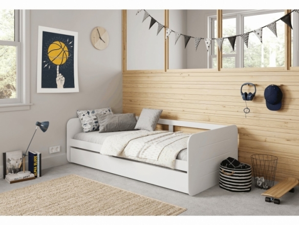 Cama nido con perfiles redondeados color blanco  merkamueble