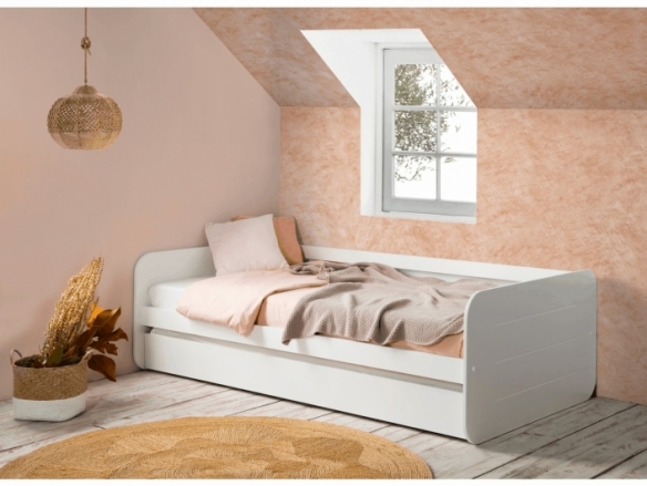 Cama nido con perfiles redondeados color blanco  merkamueble