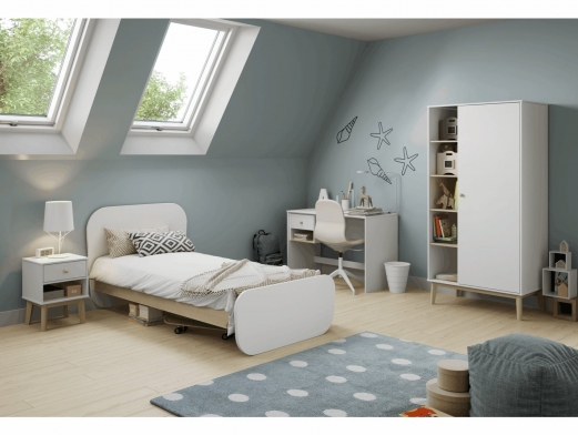 Cama 90 juvenil redondeada color blanca y cera blanca  merkamueble 2