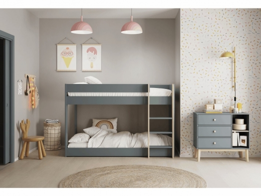 Litera montessori color verde kaki-cera blanca  merkamueble 2