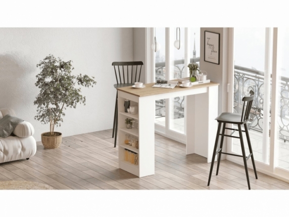Mesa bar con estantes color blanco-sepet  merkamueble