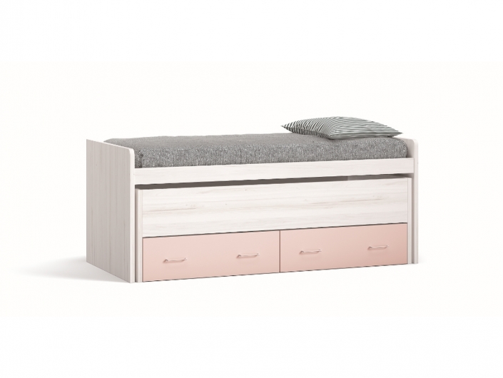 Compacto con cama oculta y 2 cajones color quarzo-rosa  merkamueble