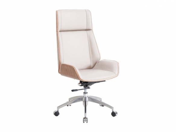 Sillón giratorio símil piel blanco crema  merkamueble
