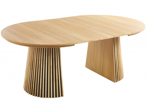 Mesa comedor redonda extensible color oak  merkamueble 2