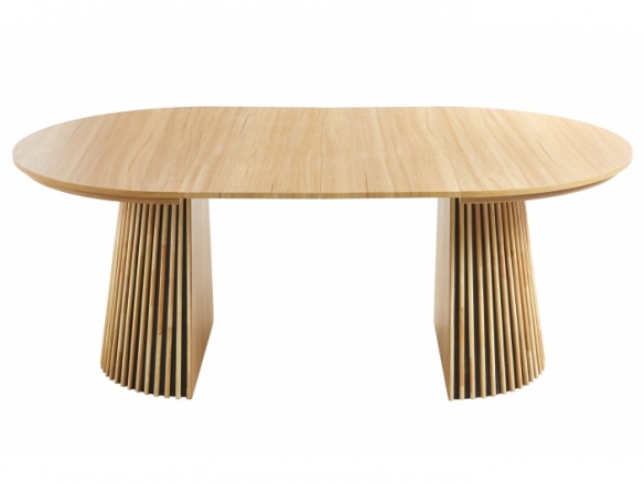 Mesa comedor redonda extensible color oak  merkamueble