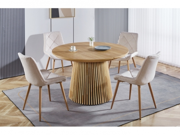 Mesa comedor redonda extensible color oak  merkamueble