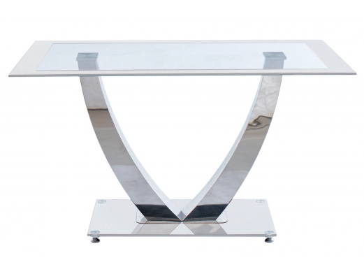 Mesa comedor cristal blanco y cromo  merkamueble 2