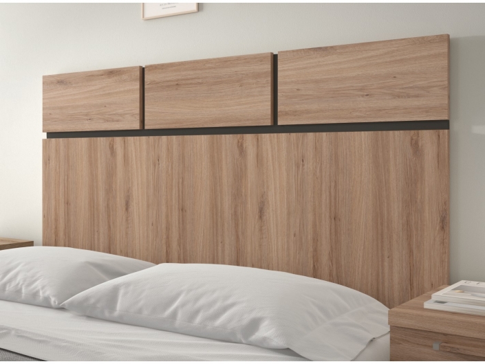 Cabecero con plafones color roble-ebano  merkamueble